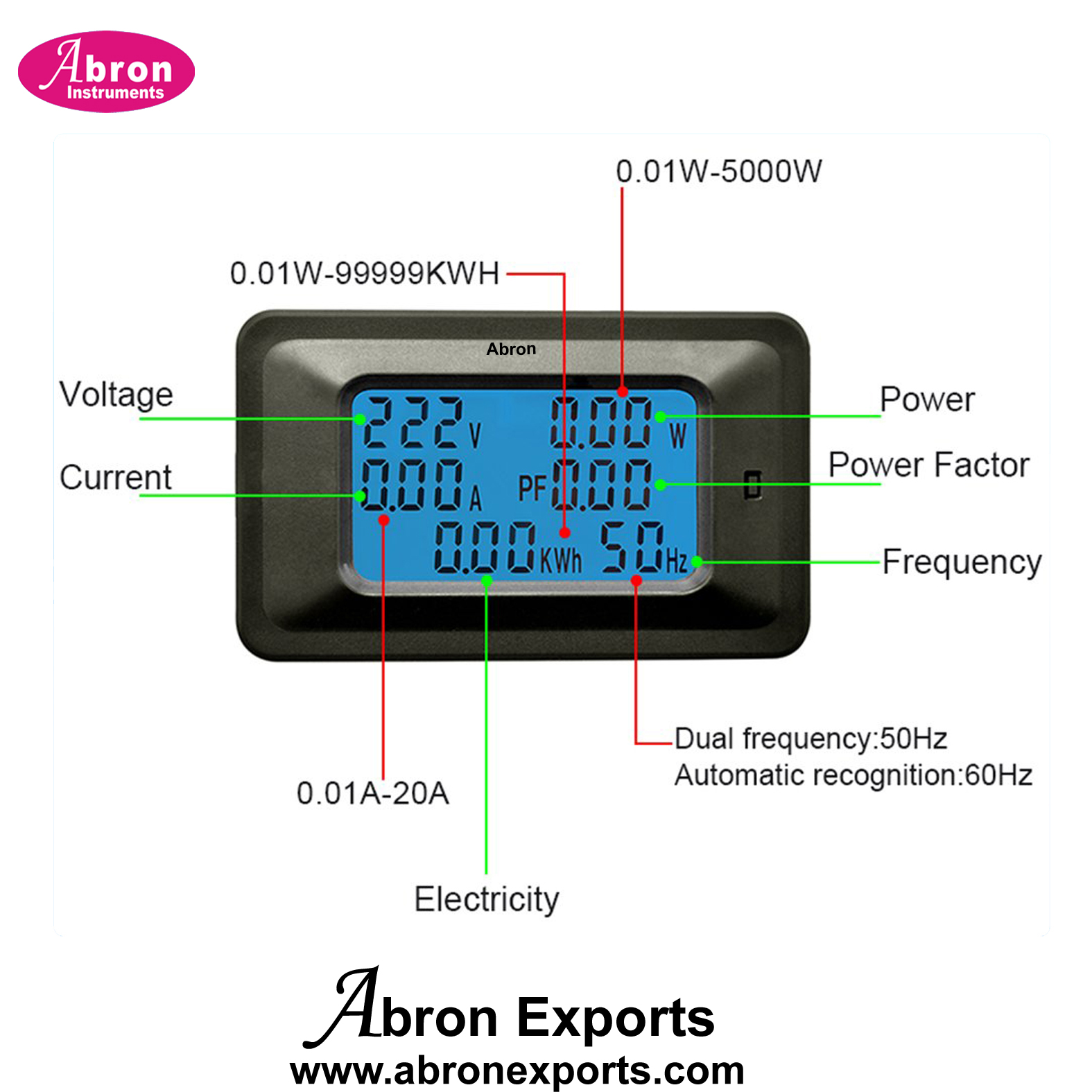 Frequency Meter Digital mains AC +power factor Digital Voltage Meter Energy Meter LCD 5KW Frequency Current watt Tester Detector Indicator AE-1433PF	 or AE-1304PF